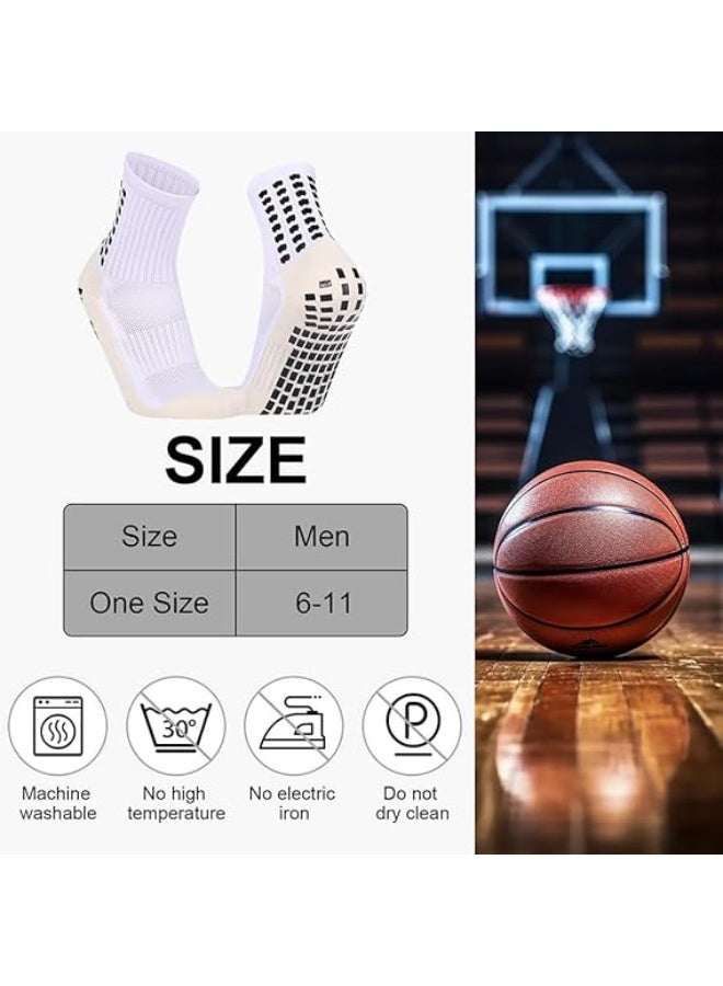 Arabest 5 Pack Men's Soccer Socks Anti Slip Non-Slip Grip Pads for Football Basketball Sports Grip Soccer Socks - Image 5